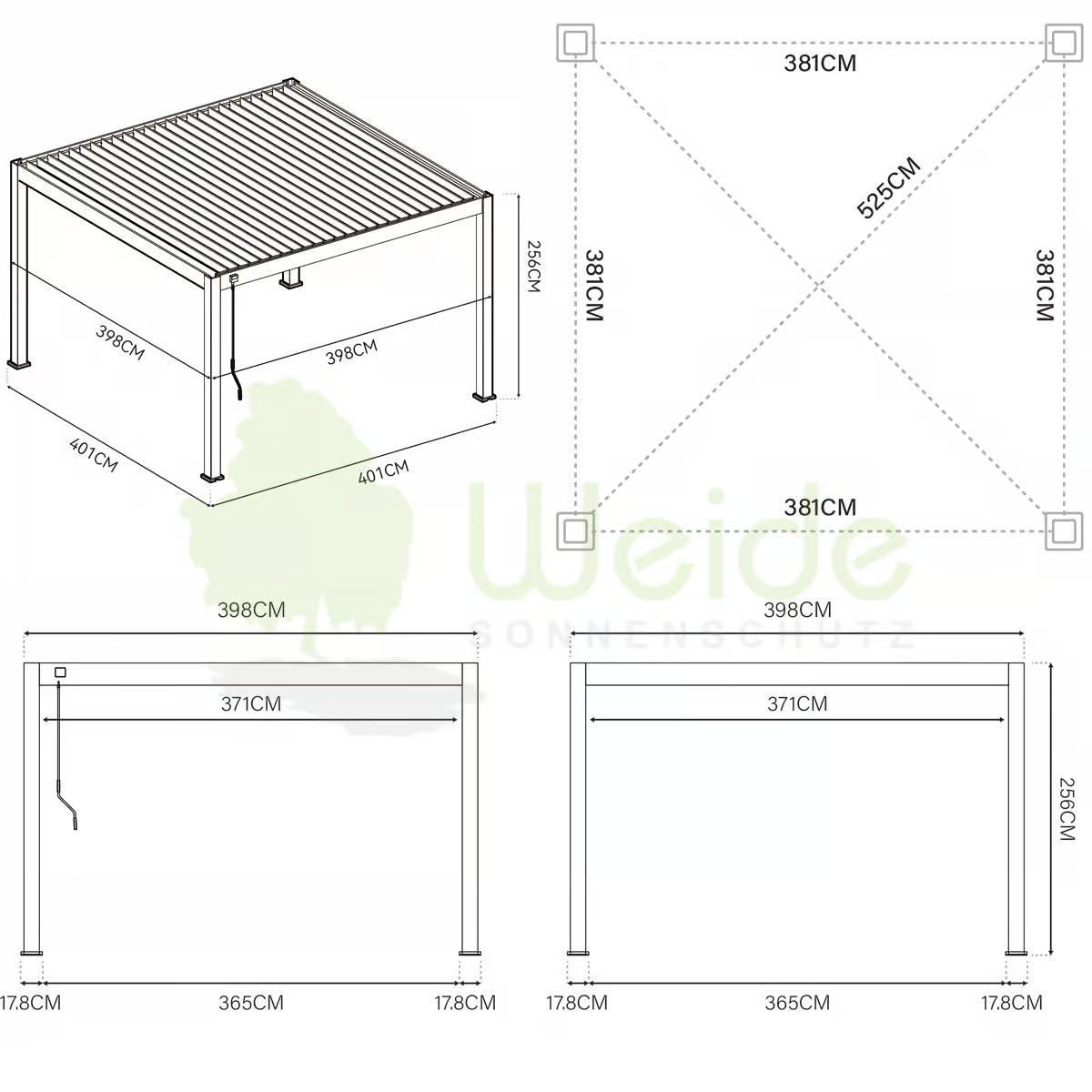 PERGOLA - Anthrazit, Basics, Metall (400/255/400cm) - Gardenson