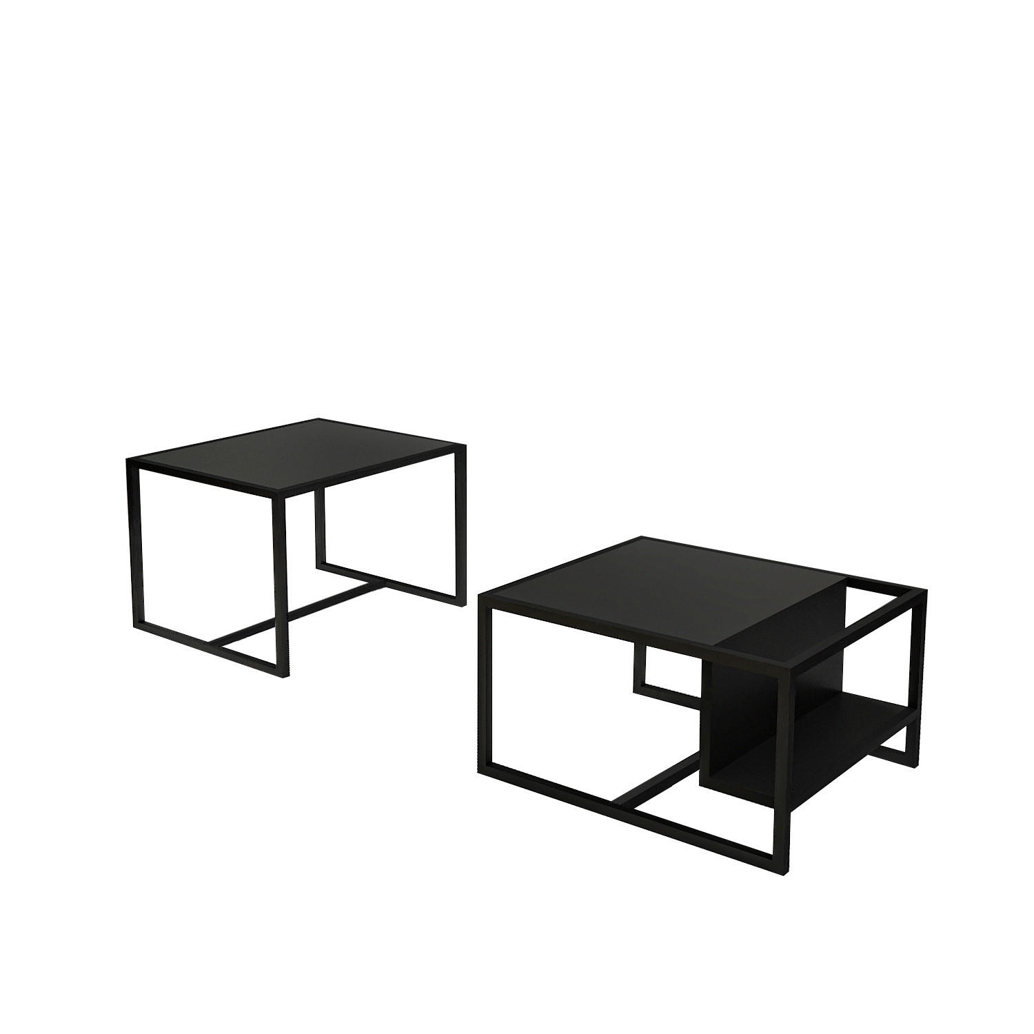 COUCHTISCHSET Bati Couchtisch Anthrazit  - Anthrazit/Schwarz, Design, Holzwerkstoff - Livetastic