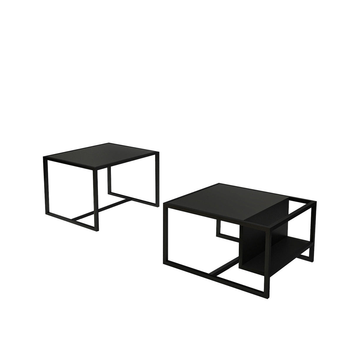 COUCHTISCHSET Bati Couchtisch Anthrazit  - Anthrazit/Schwarz, Design, Holzwerkstoff - Livetastic