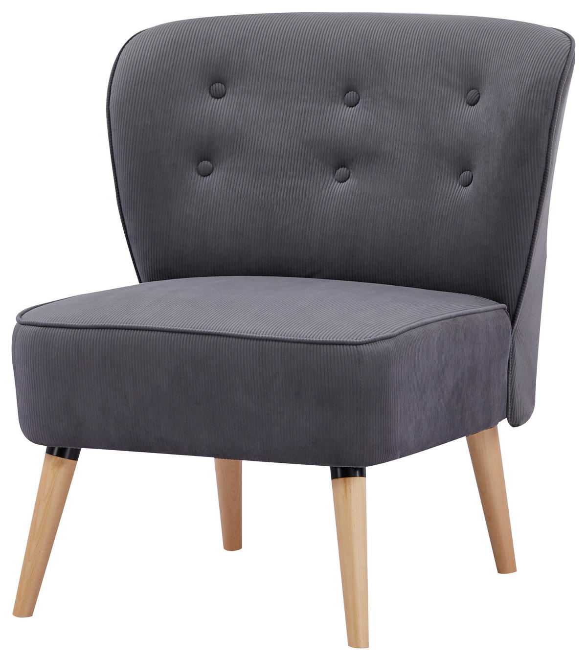 SESSEL in Cord Grau  - Naturfarben/Grau, Design, Holz/Textil (75/82/80cm) - Livetastic