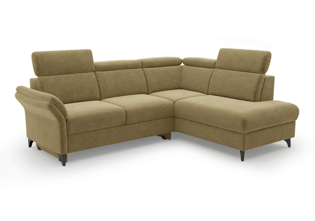 ECKSOFA Flachgewebe Olivgrün  - Schwarz/Olivgrün, Konventionell, Textil/Metall (247/193cm) - Sit & More