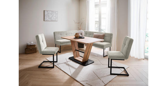 ECKBANK 155/213 cm  in Beige  - Beige/Schwarz, Design, Textil/Metall (155/213cm) - Novel