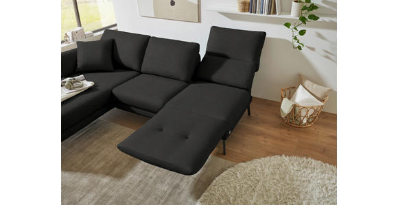 ECKSOFA  in Flachgewebe Anthrazit  175-224/255-365 cm  - Anthrazit/Schwarz, Design, Textil/Metall (175-224/255-365cm) - Dieter Knoll