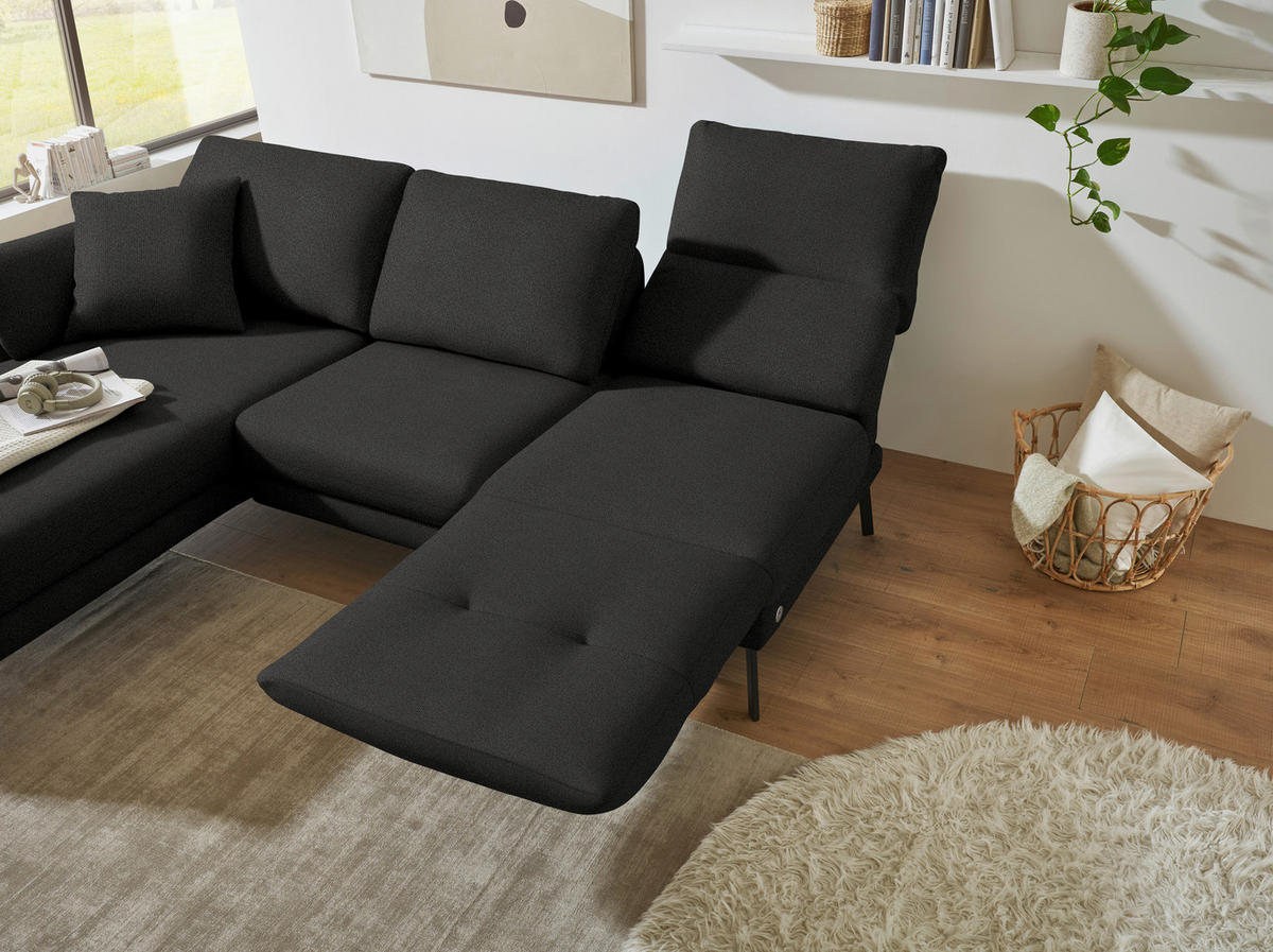 ECKSOFA  in Flachgewebe Anthrazit  175-224/255-365 cm  - Anthrazit/Schwarz, Design, Textil/Metall (175-224/255-365cm) - Dieter Knoll