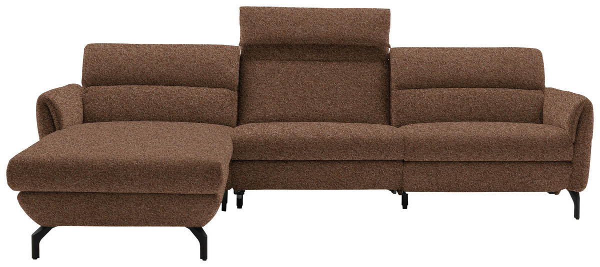 ECKSOFA in Chenille Kupferfarben  187/299 cm  - Schwarz/Kupferfarben, Design, Textil/Metall (187/299cm) - Schöner Wohnen