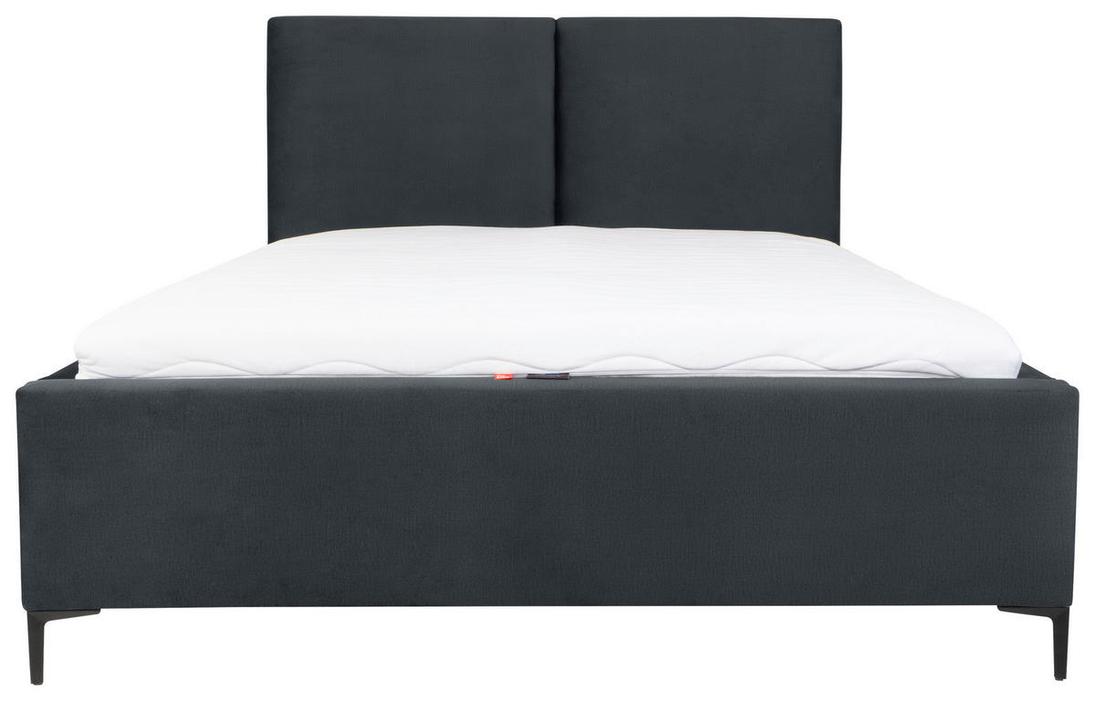 POLSTERBETT 160/200 cm, inkl. Lattenrost, Bettkasten,  in Dunkelgrau  - Dunkelgrau/Schwarz, MODERN, Holz/Textil (160/200cm) - MID.YOU