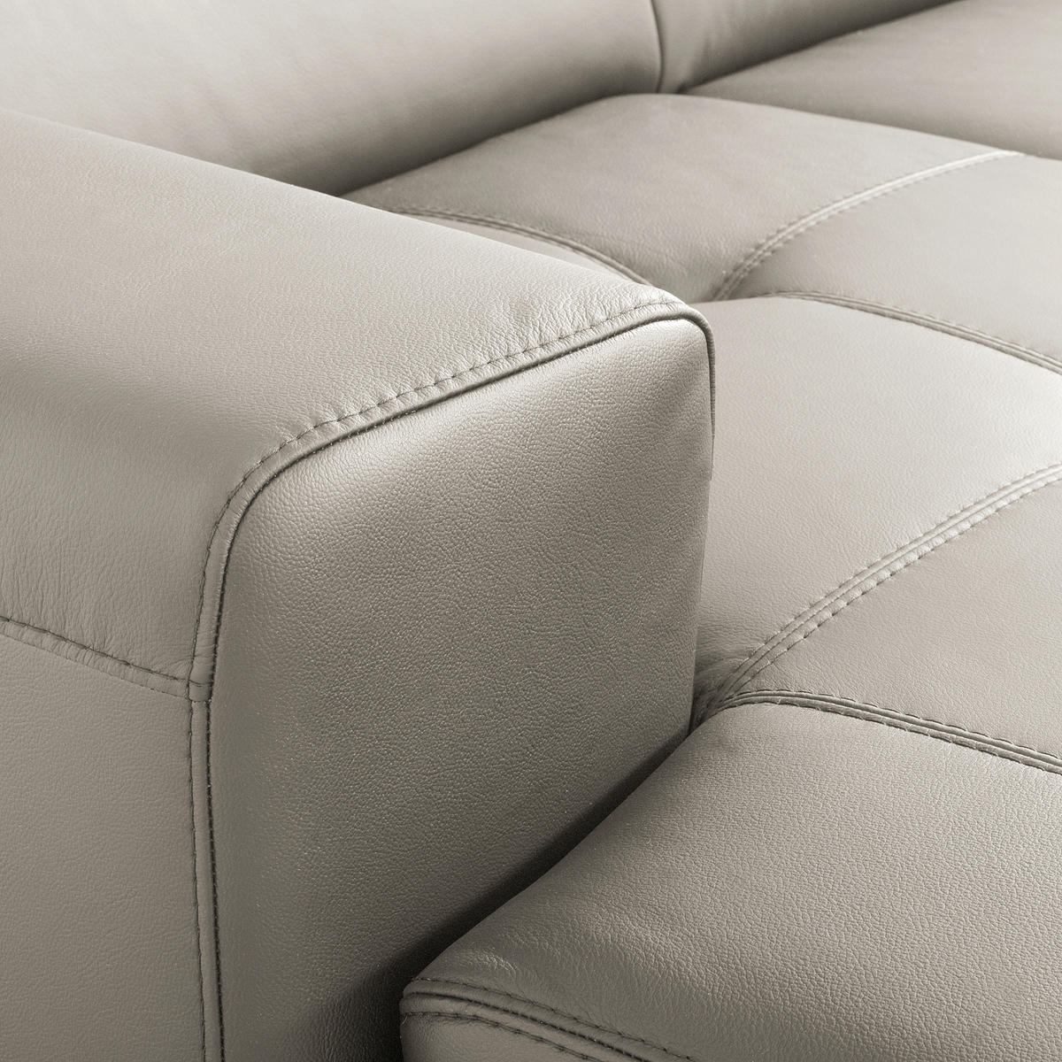 ECKSOFA  in Lederlook Echtleder Platinfarben  - Platinfarben/Schwarz, Design, Leder/Textil (247/173cm) - Livetastic