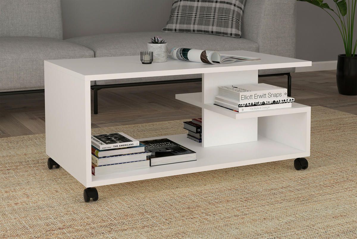 COUCHTISCH in Holzwerkstoff 90/50/38 cm  - Weiß, MODERN, Holzwerkstoff/Kunststoff (90/50/38cm) - MID.YOU