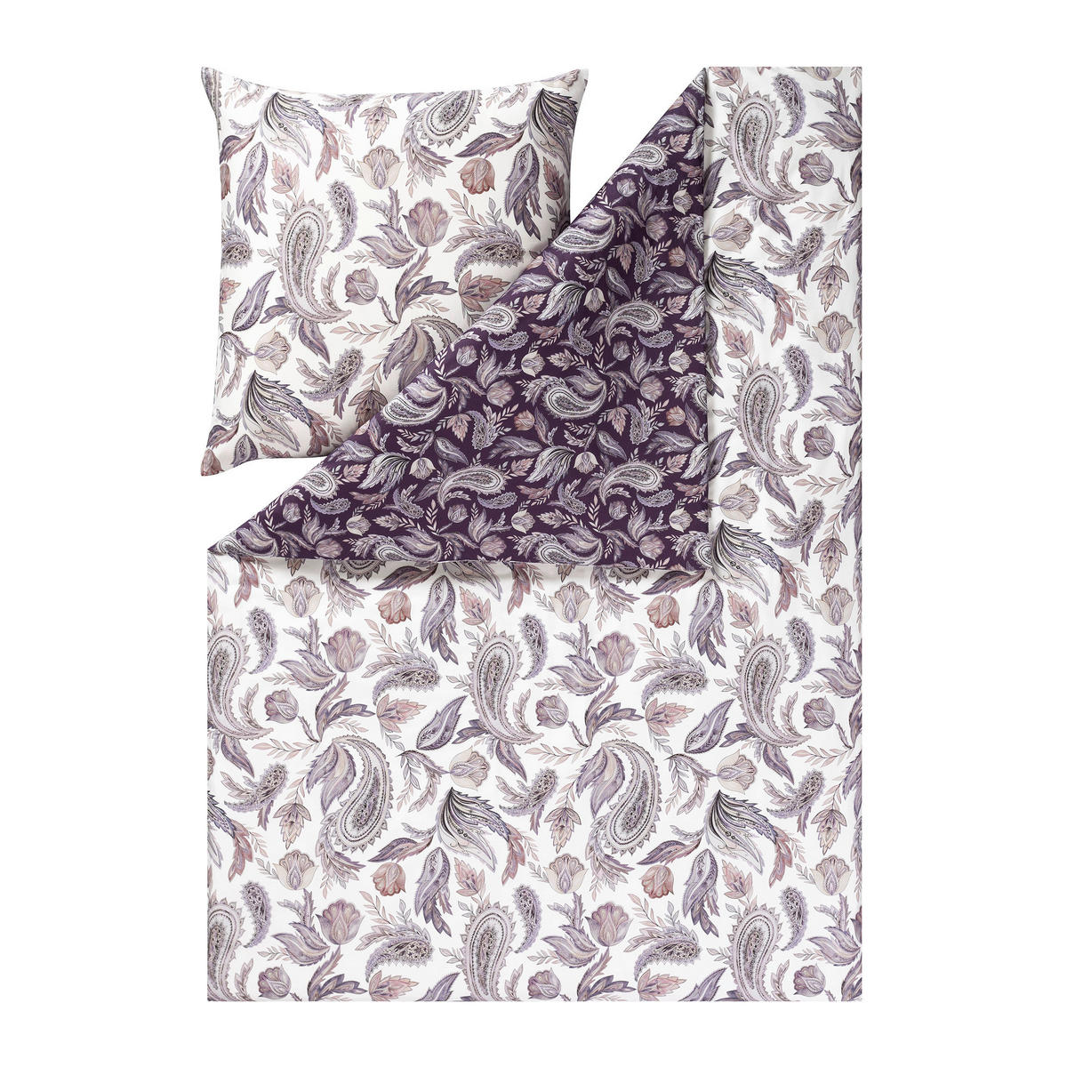 BETTWÄSCHE Natürlich Estella Makosatin 135/200 cm  - Pflaume, Design, Textil (135/200cm) - Estella