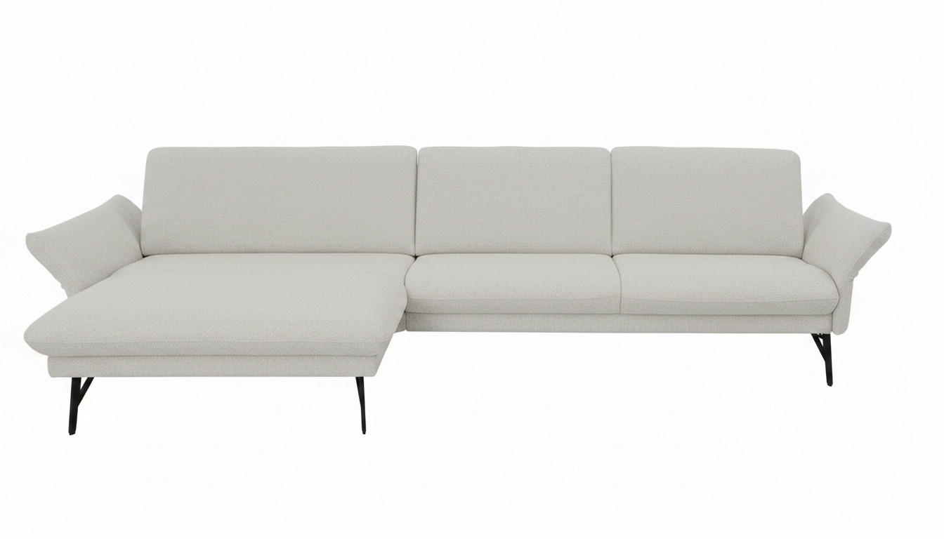 ECKSOFA Hellgrau Chenille Armteilverstellung, Sitztiefenverstellung  - Anthrazit/Hellgrau, Design, Textil/Metall (175/300cm) - Himolla