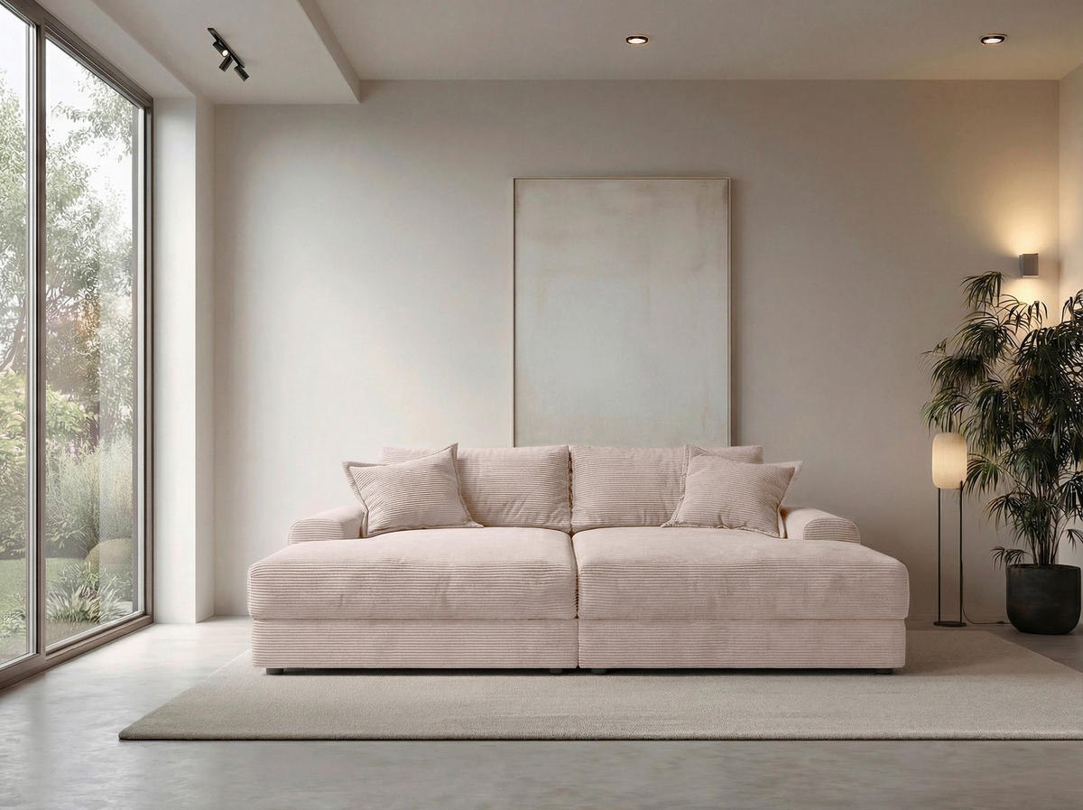 BIGSOFA Cord Rosa  - Schwarz/Rosa, MODERN, Kunststoff/Textil (234/93/190cm) - Carryhome