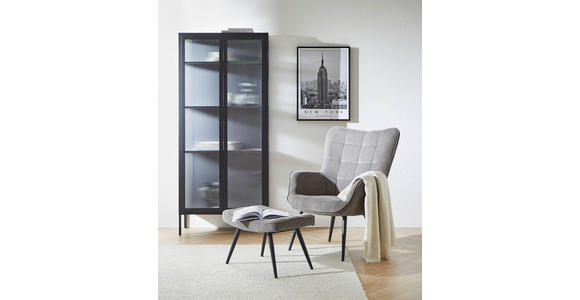 VITRINE in Schwarz - Schwarz, Trend, Glas/Metall (80/180/35cm) - Xora