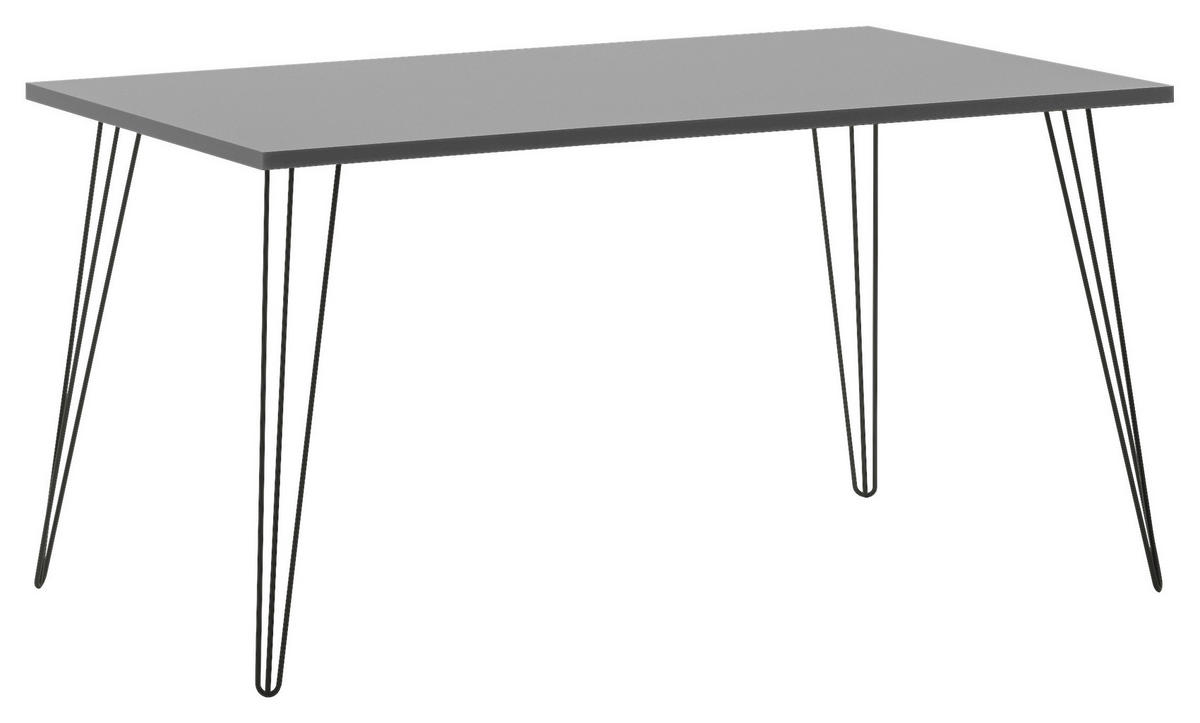 SCHREIBTISCH 140/80/74 cm  in Platinfarben  - Platinfarben/Schwarz, Design, Holzwerkstoff/Metall (140/80/74cm) - MID.YOU