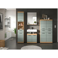 BADEZIMMER 4-teilig  in 191 cm  - Salbeigrün/Schwarz, MODERN, Glas/Holzwerkstoff (191cm) - MID.YOU
