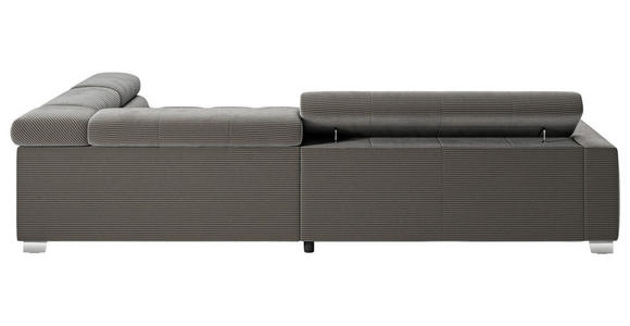 ECKSOFA in Cord Dunkelgrau  - Chromfarben/Dunkelgrau, KONVENTIONELL, Textil/Metall (311/219cm) - Hom`in