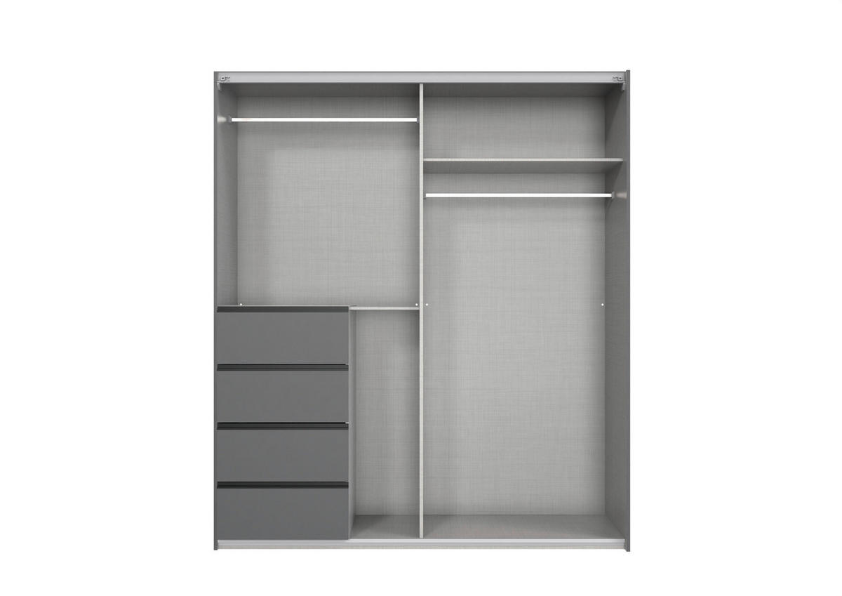 SCHWEBETÜRENSCHRANK Graphitfarben  - Schwarz/Graphitfarben, Konventionell, Glas/Holzwerkstoff (180/208/64cm) - Boxxx