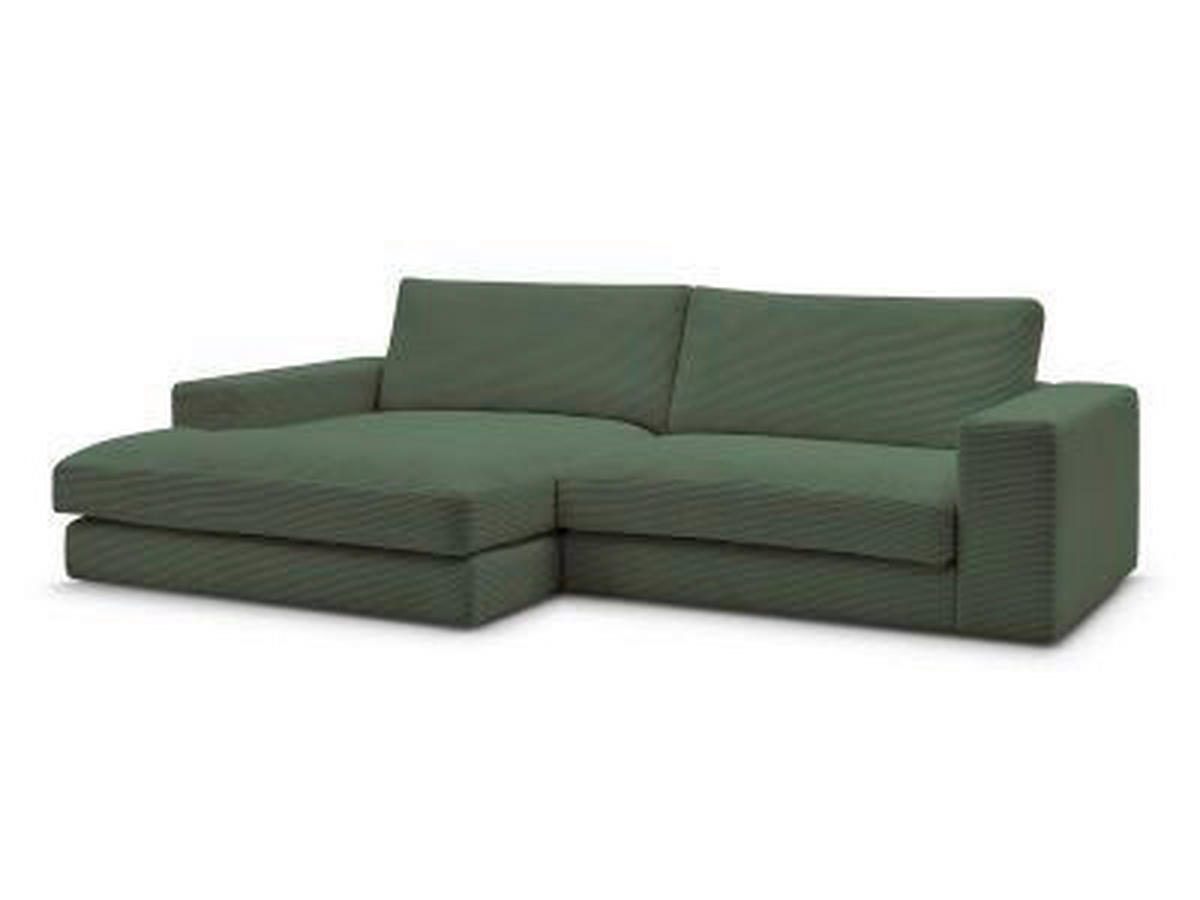 ECKSOFA  LEONARD Dunkelgrün Cord  - Dunkelgrün/Schwarz, MODERN, Kunststoff/Textil (159/274cm)