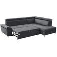 ECKSOFA in Samt Grau, Dunkelgrau  - Chromfarben/Dunkelgrau, KONVENTIONELL, Textil/Metall (271/206cm) - Carryhome