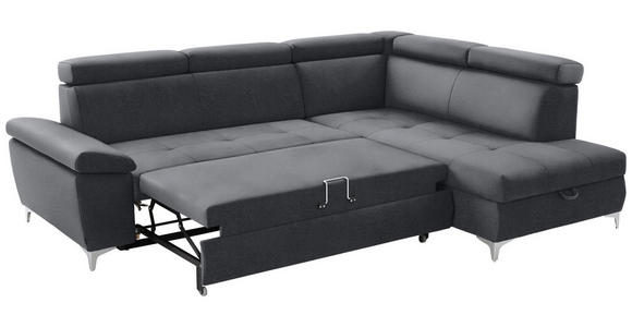 ECKSOFA in Samt Grau, Dunkelgrau  - Chromfarben/Dunkelgrau, KONVENTIONELL, Textil/Metall (271/206cm) - Carryhome