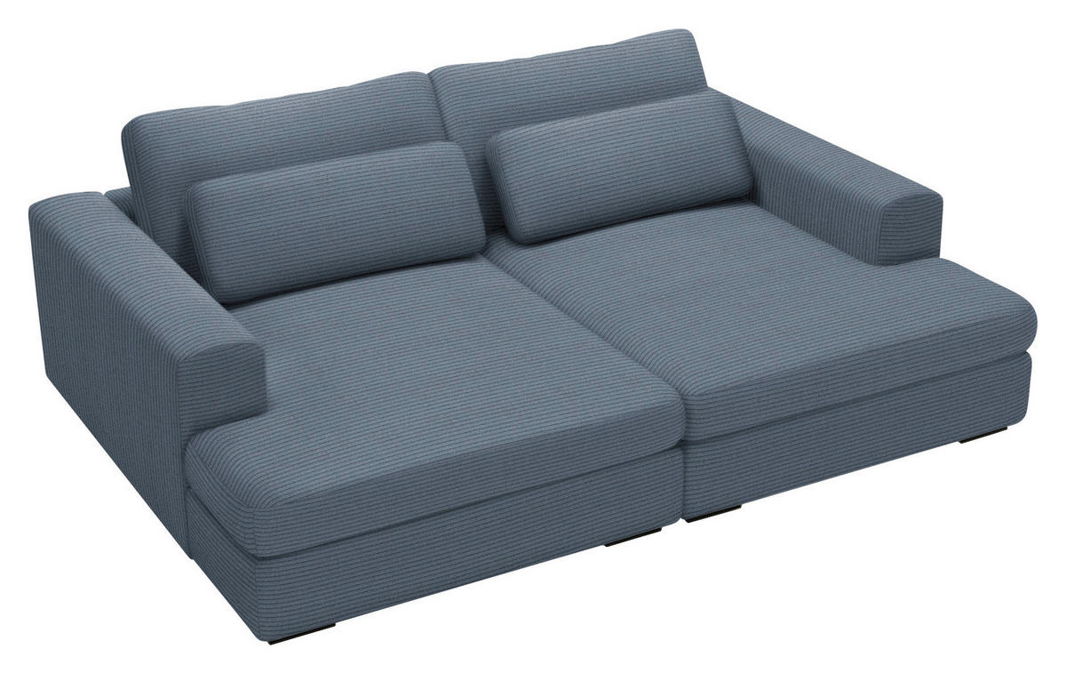 BIGSOFA in Cord Blaugrau  - Blaugrau/Schwarz, Design, Textil (223/80/158cm) - Lomoco