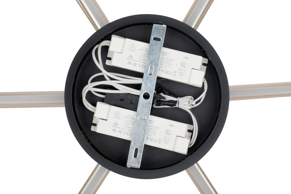 LED-DECKENLEUCHTE Gospic 82/32 cm  - Champagner/Schwarz, Design, Kunststoff/Metall (82/32cm) - Dieter Knoll