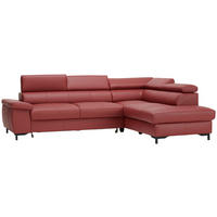 ECKSOFA in Echtleder Bordeaux  - Bordeaux/Schwarz, Design, Leder/Metall (268/213cm) - Stylife