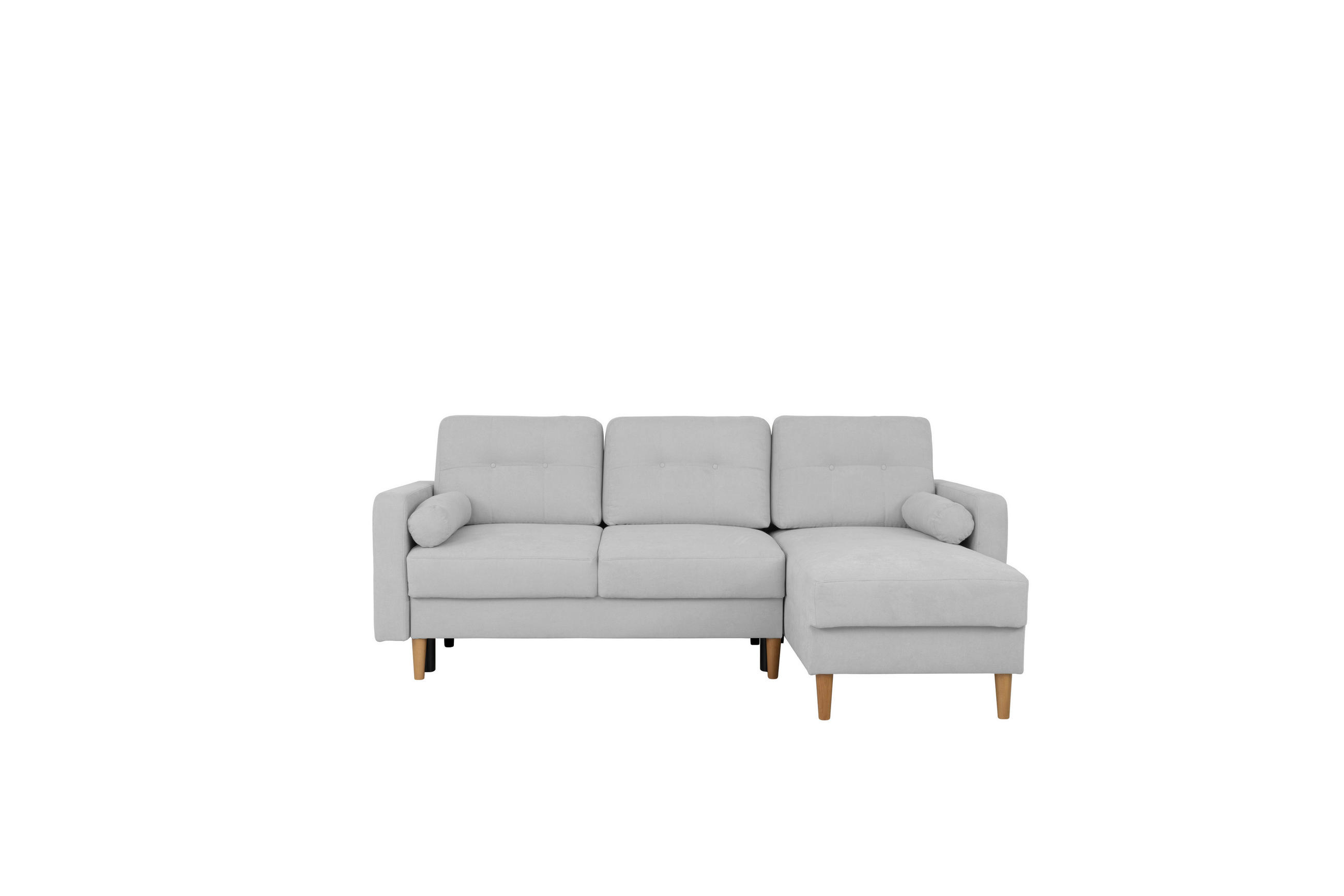 ECKSOFA in Hellgrau - Buchefarben/Hellgrau, Design, Holz/Textil (223/157cm) - MID.YOU