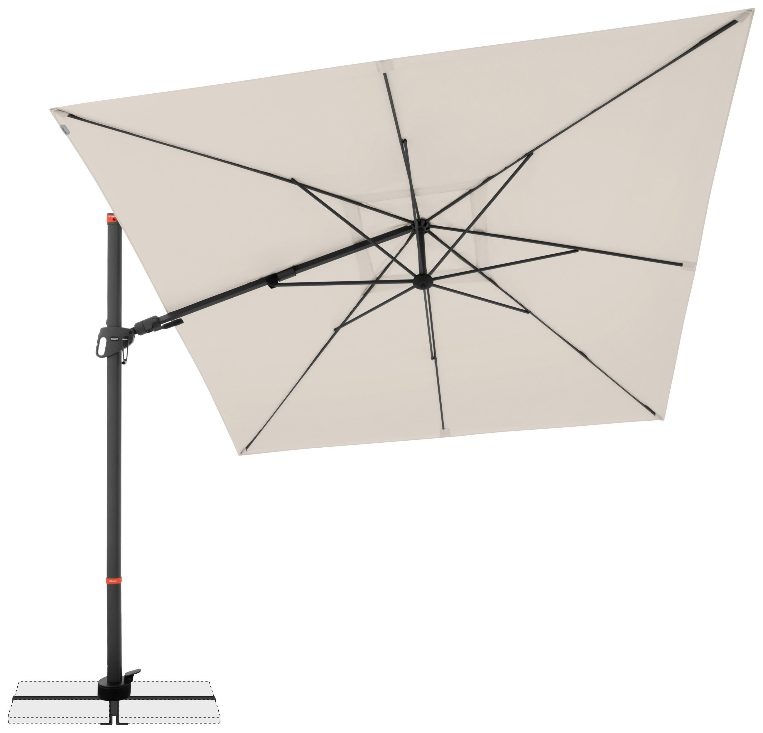 AMPELSCHIRM 280x280 cm Anthrazit  - Anthrazit/Naturfarben, Basics, Textil/Metall (280/280cm) - Doppler