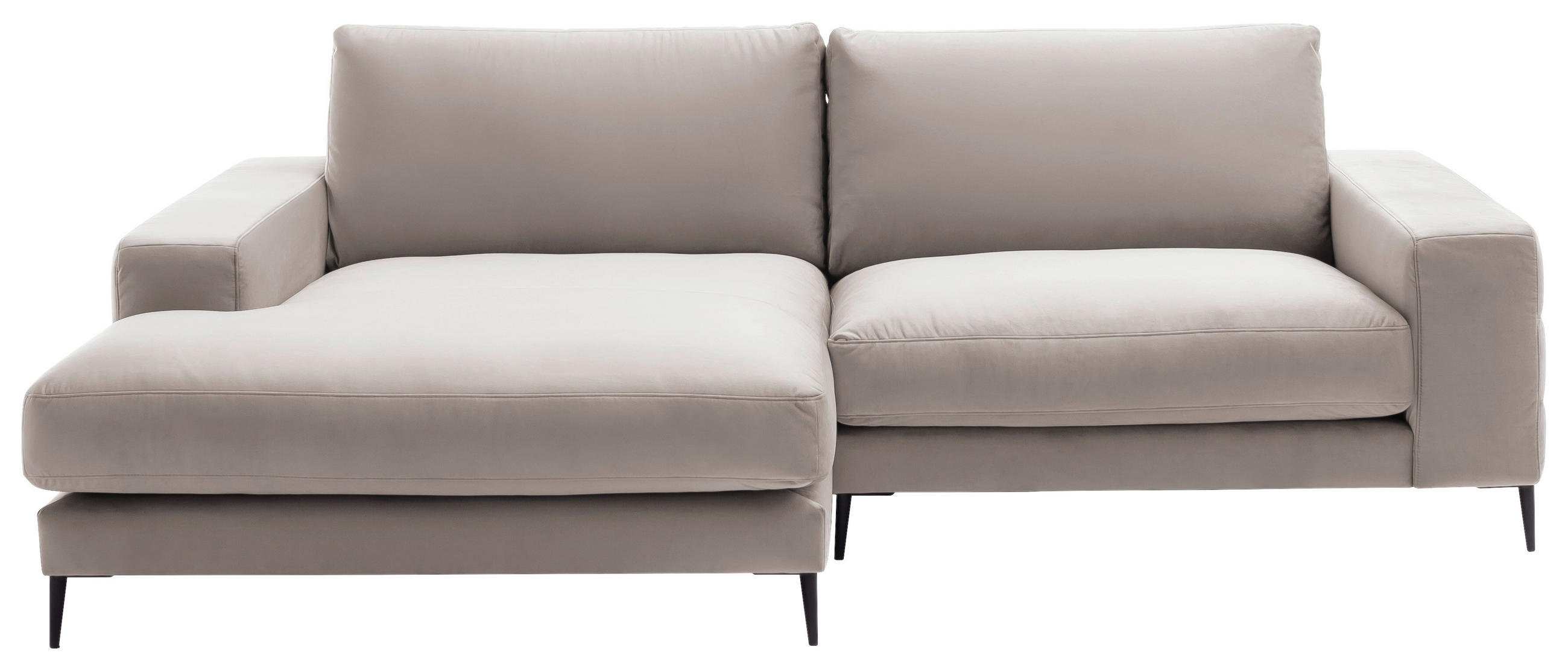 ECKSOFA in Velours Sandfarben  - Sandfarben/Schwarz, Design, Textil/Metall (177/253cm) - Dieter Knoll