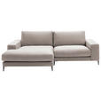 ECKSOFA in Velours Sandfarben  177/253 cm  - Sandfarben/Schwarz, Design, Textil/Metall (177/253cm) - Dieter Knoll