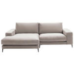 ECKSOFA in Velours Sandfarben  177/253 cm  - Sandfarben/Schwarz, Design, Textil/Metall (177/253cm) - Dieter Knoll