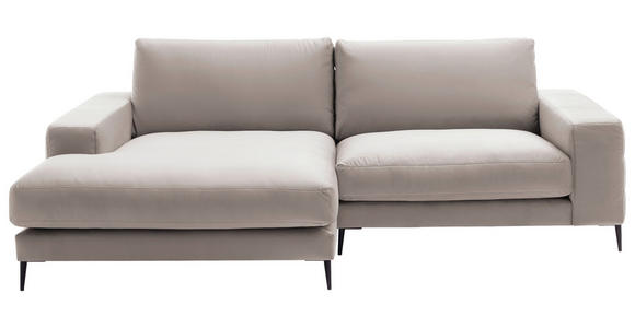 ECKSOFA in Velours Sandfarben 177/253 cm - Sandfarben/Schwarz, Design, Textil/Metall (177/253cm) - Dieter Knoll