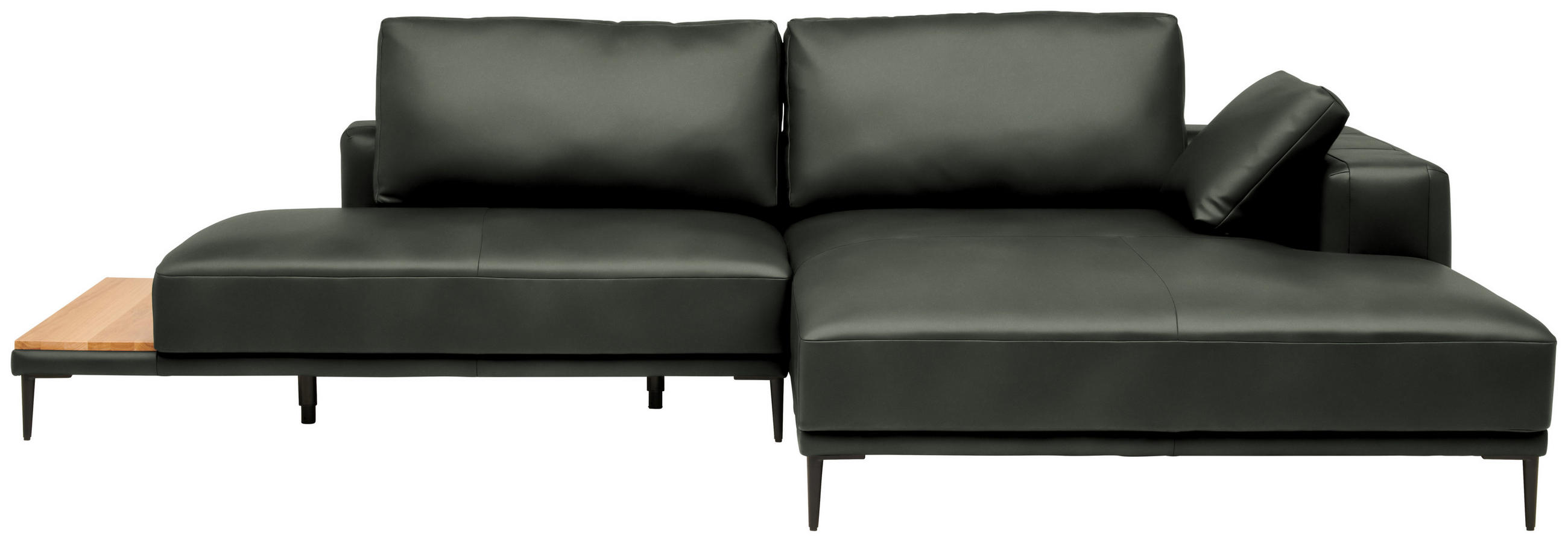 ECKSOFA Echtleder Anthrazit  - Anthrazit/Schwarz, Design, Leder/Metall (304/201cm) - Belluti