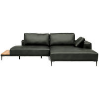 ECKSOFA Echtleder Anthrazit  - Anthrazit/Schwarz, Design, Leder/Metall (304/201cm) - Belluti