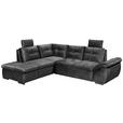ECKSOFA  in Mikrovelours Schwarz  - Schwarz, KONVENTIONELL, Kunststoff/Textil (217/265cm) - Carryhome