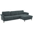ECKSOFA  in Chenille, Flachgewebe Blau  316/175 cm  - Blau/Schwarz, Design, Textil/Metall (316/175cm) - Dieter Knoll