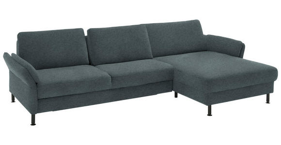 ECKSOFA  in Chenille, Flachgewebe Blau  316/175 cm  - Blau/Schwarz, Design, Textil/Metall (316/175cm) - Dieter Knoll