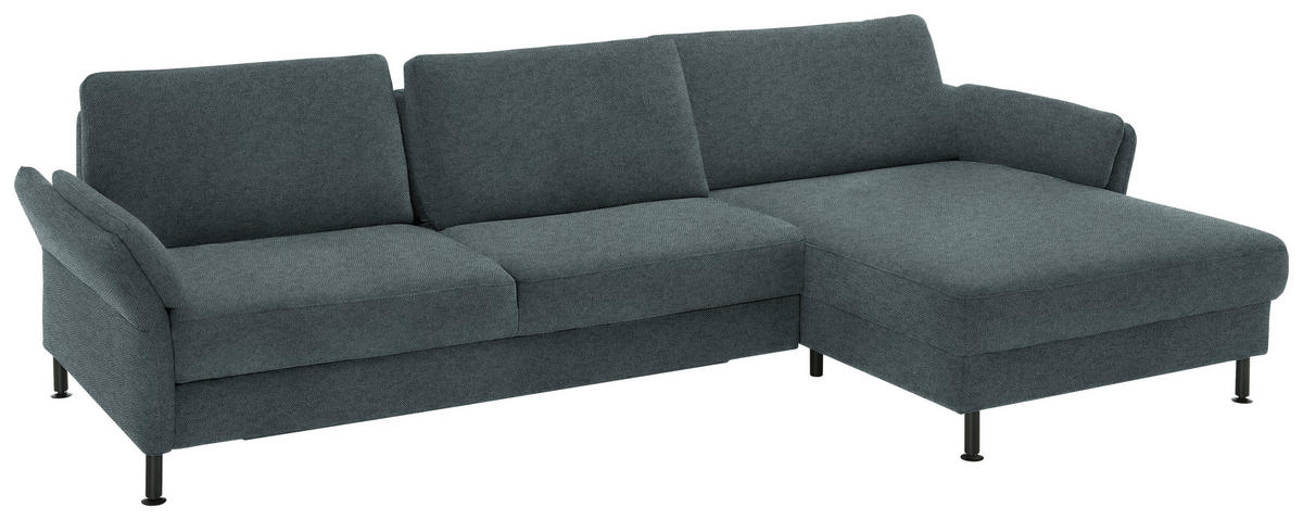 ECKSOFA  in Chenille, Flachgewebe Blau  316/175 cm  - Blau/Schwarz, Design, Textil/Metall (316/175cm) - Dieter Knoll