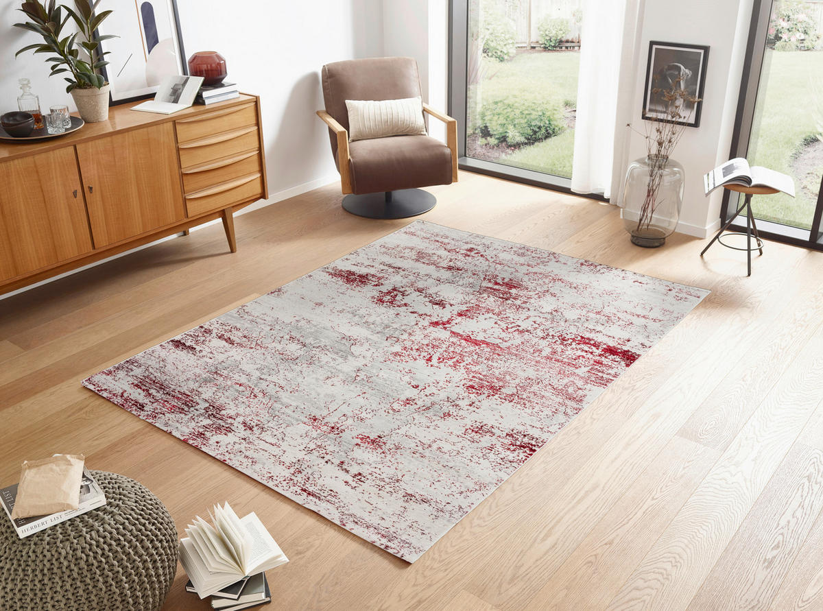WEBTEPPICH 133/190 cm Antea Creme, Rot  - Rot/Creme, Design, Textil (133/190cm) - Schöner Wohnen