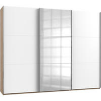 SCHWEBETÜRENSCHRANK 300/236/65 cm 3-türig Weiß, Eichefarben  - Chromfarben/Eichefarben, MODERN, Holzwerkstoff/Metall (300/236/65cm) - MID.YOU