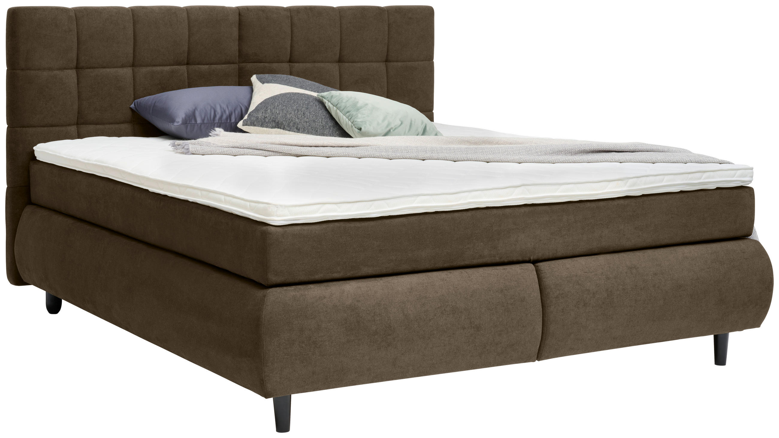 BOXSPRINGBETT 180/200 cm  in Dunkelbraun  - Dunkelbraun/Schwarz, KONVENTIONELL, Holz/Textil (180/200cm) - Ti'me