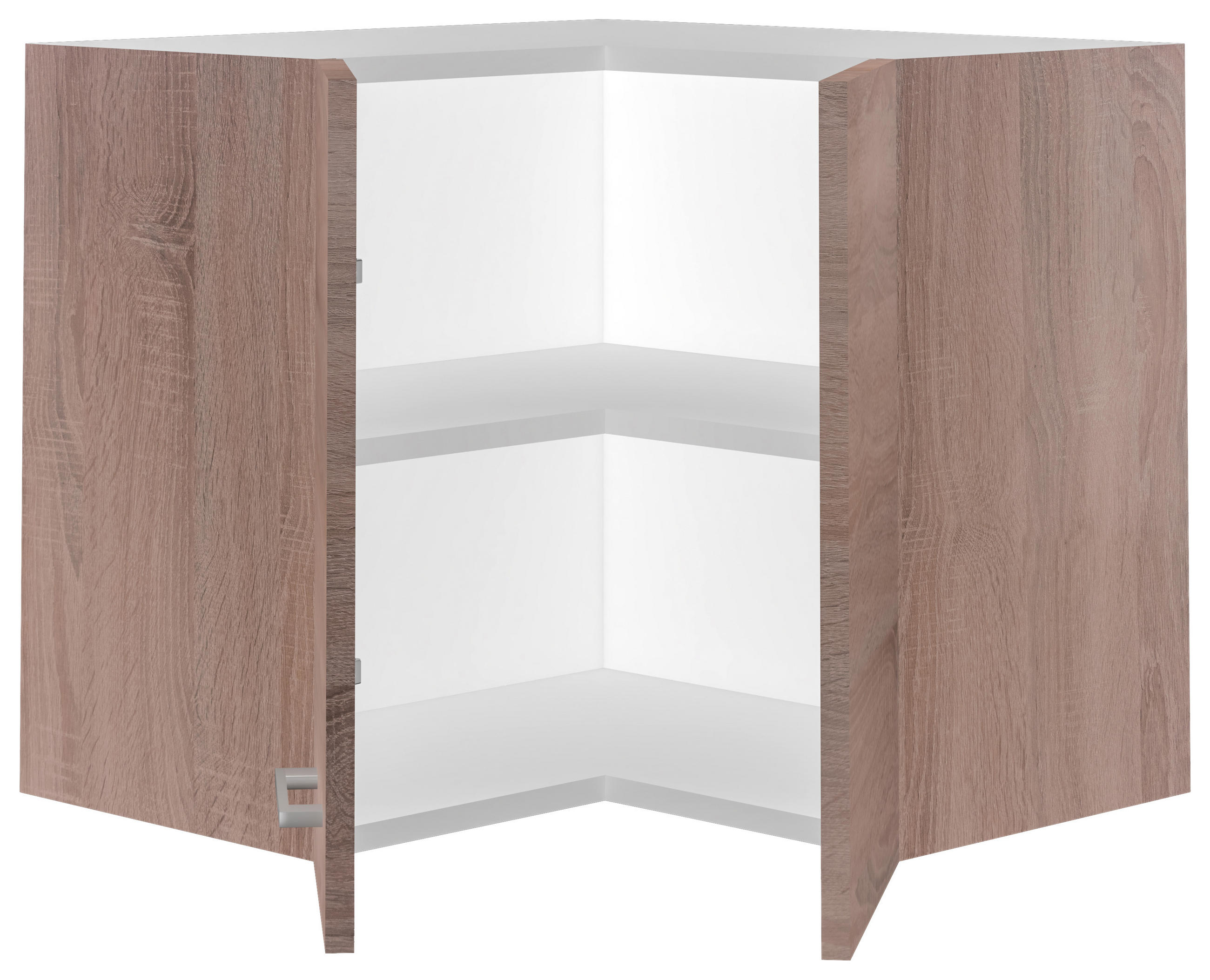 ECKOBERSCHRANK 60/54,8/32 cm  in Sonoma Eiche, Weiß  - Alufarben/Weiß, KONVENTIONELL, Holzwerkstoff/Kunststoff (60/54,8/32cm) - FlexWell