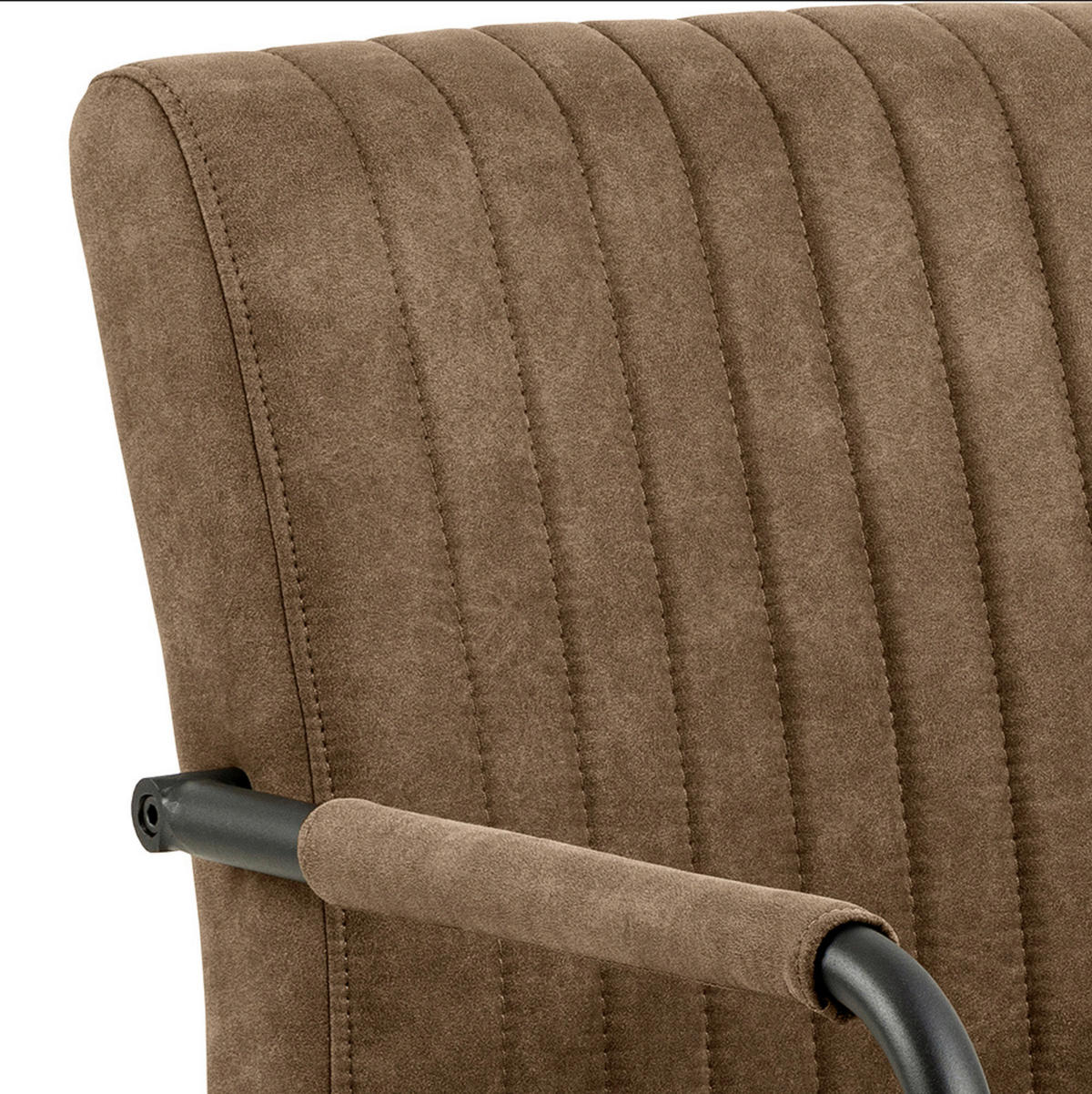 ARMLEHNSTUHL  in Webstoff  - Hellbraun/Schwarz, Design, Textil/Metall (50,5/84,5/64,5cm) - MID.YOU