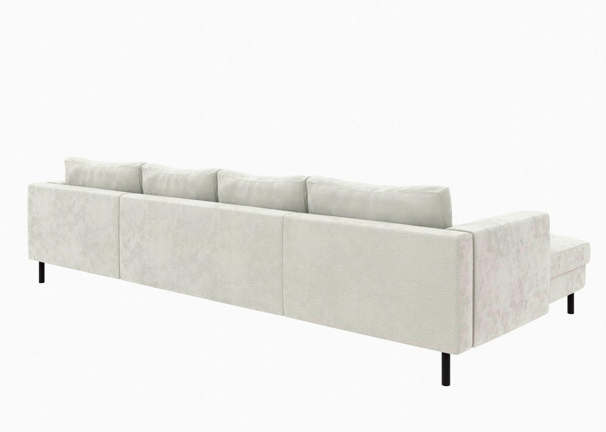 WOHNLANDSCHAFT Weiß Struktur  - Schwarz/Weiß, MODERN, Textil/Metall (161/306/161cm) - Trendmanufaktur