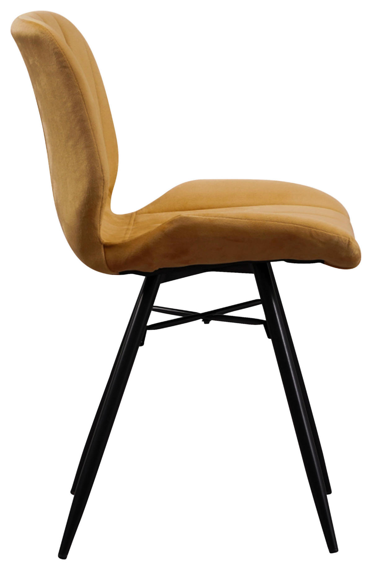 STUHL-SET 4 Stück  in Samt  - Gelb/Schwarz, Design, Textil/Metall (47/82/55cm) - MID.YOU