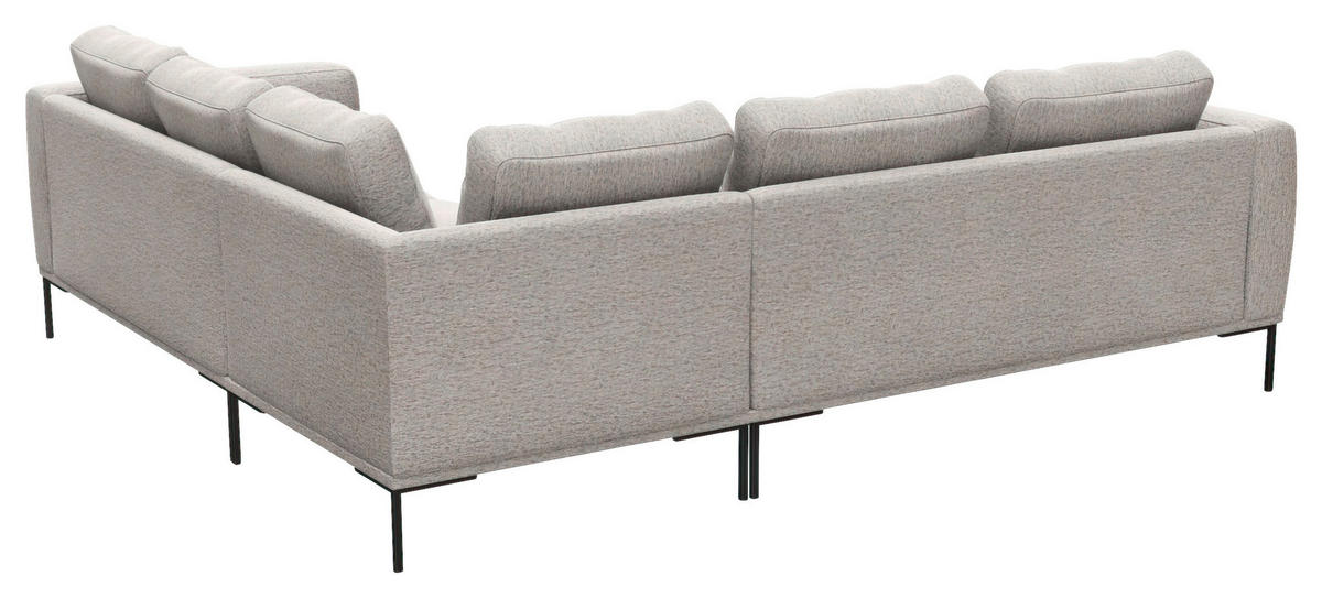 ECKSOFA Hellgrau Webstoff, Flachgewebe  - Hellgrau/Schwarz, Design, Textil/Metall (252/219cm) - Livetastic