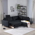 ECKSOFA in Flachgewebe, Leinenoptik Dunkelblau  247/208 cm  - Schwarz/Dunkelblau, MODERN, Textil/Metall (247/208cm) - Xora