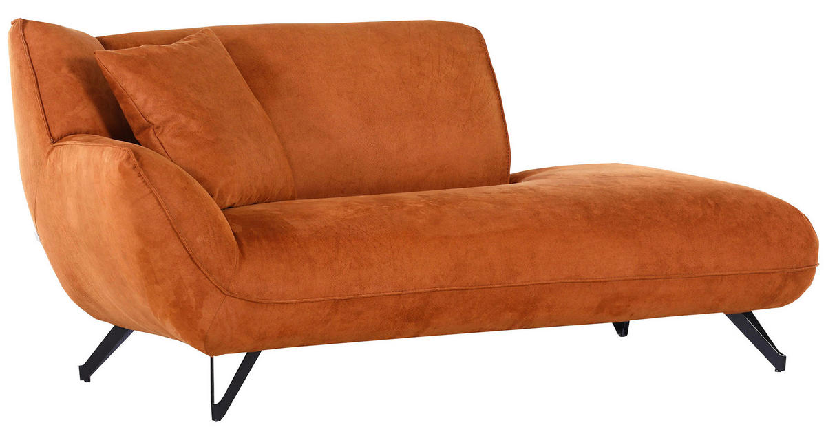 CHAISELONGUE TABALUGA TABALUGA Mikrofaser Cognac  - Cognac/Schwarz, Design, Textil/Metall (190/90/95cm) - Carryhome