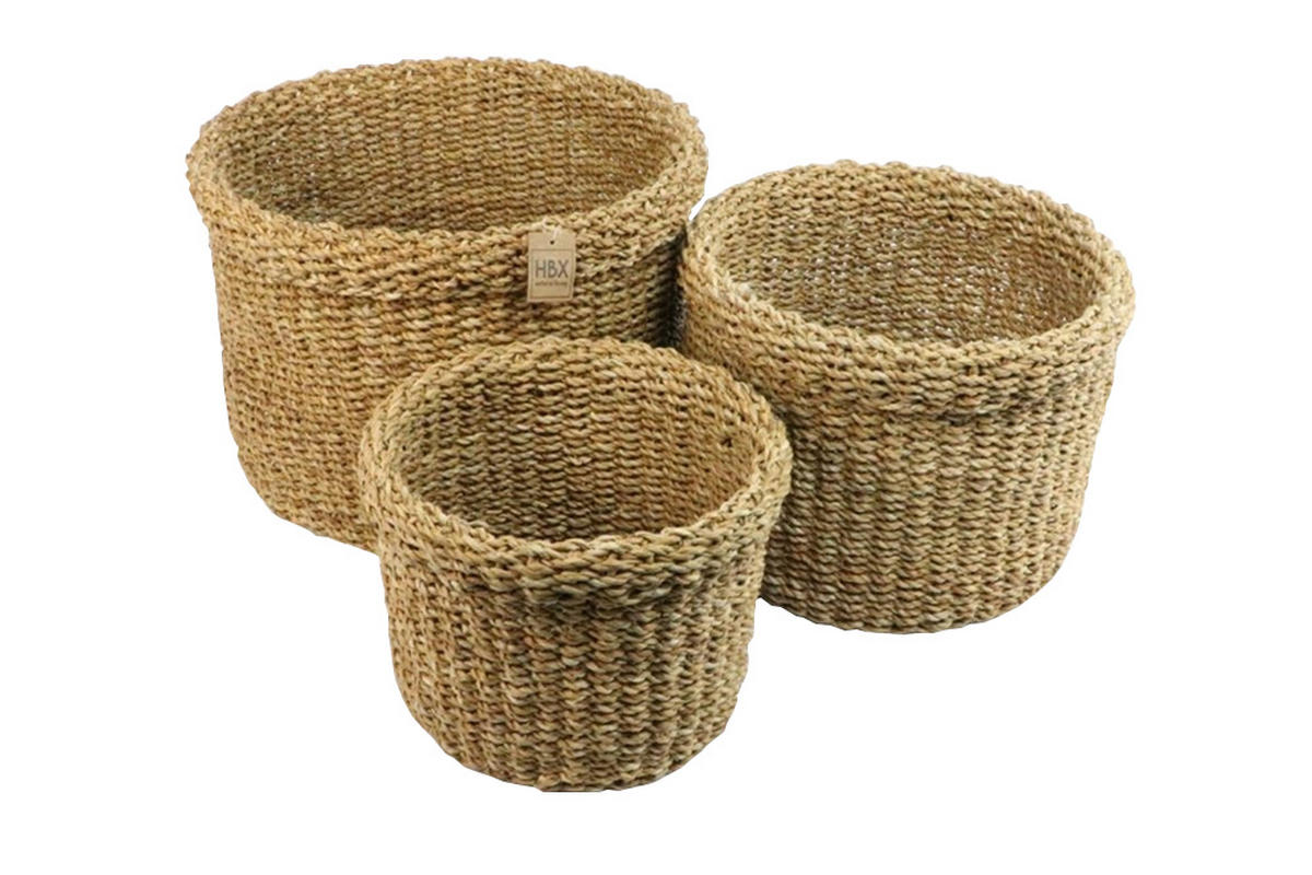 KORBSET 3-teilig  - Naturfarben, Trend, Naturmaterialien (43/35/28/30/26/22cm)