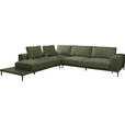 ECKSOFA  in Leinwand Grün  271/318 cm  - Schwarz/Grün, Design, Textil/Metall (271/318cm) - Belluti